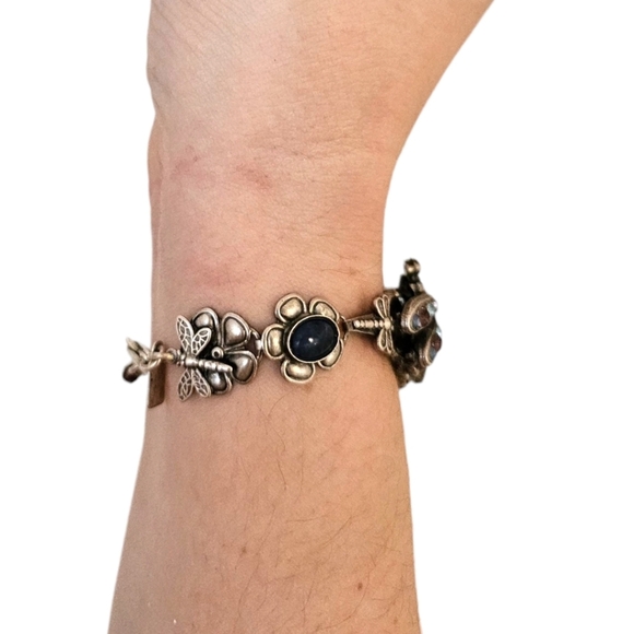 La Contessa by Mary DeMarco Dragonfly & Flower Rhinestone Vintage Bracelet - Picture 8 of 12